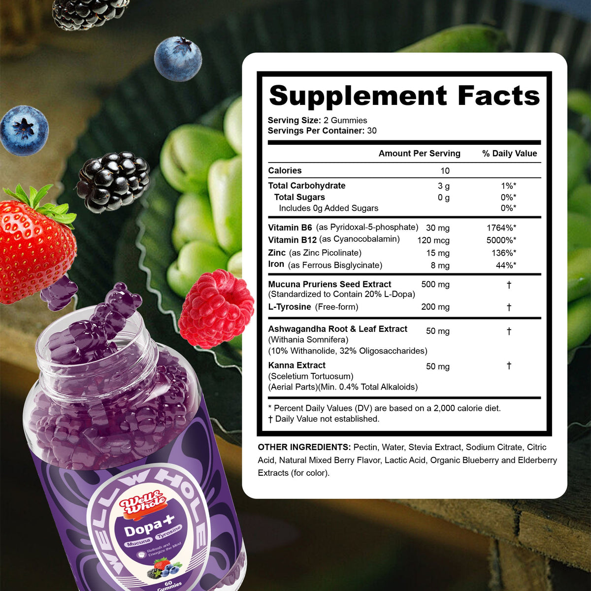 Dopamine Gummies Ingredients Panel – well&whole